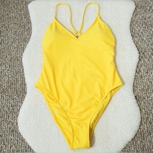 NWOT Women's V-Neck One Piece Swimsuit -
Shade & Shore ™ Yellow Size L (12-14)